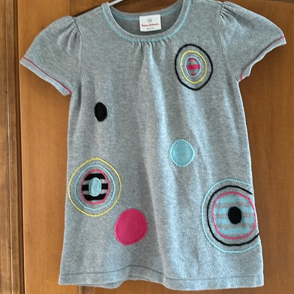 Hanna Andersson Other - Hanna Anderson Girls Gray Embroidered Short Sleeve Knit Sweater Dress Size 5